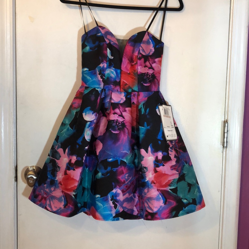 WOMENS B Darlin Floral Print Strapless Dress